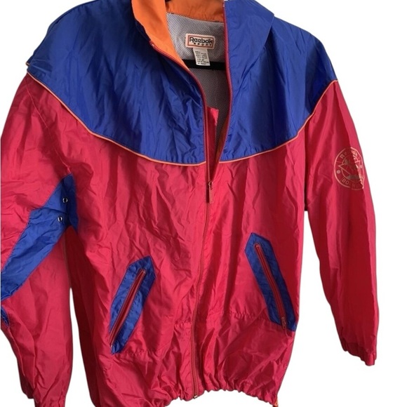 Vintage 90s Reebok Boundless Windbreaker Jacket Colorblock Pink Blue Orange - Picture 1 of 10